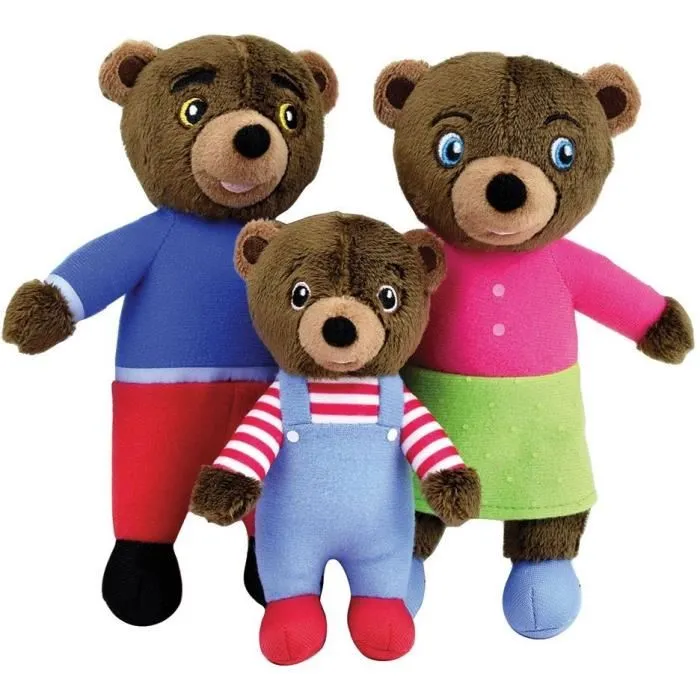 JEMINI - Coffret peluches Petit Ours Brun, Famille complète (Maman, Papa et Petit Ours) - Peluches 13 et 19 cm