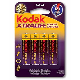 Kodak Xtralife Pack de 4 Piles Alcalines AA LR6 Haute Capacité