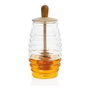 Andrea House Ms66068 Pot à miel en verre borosilicaté et bois avec cuillère 300 ml Ø5,5 x 15,5 cm