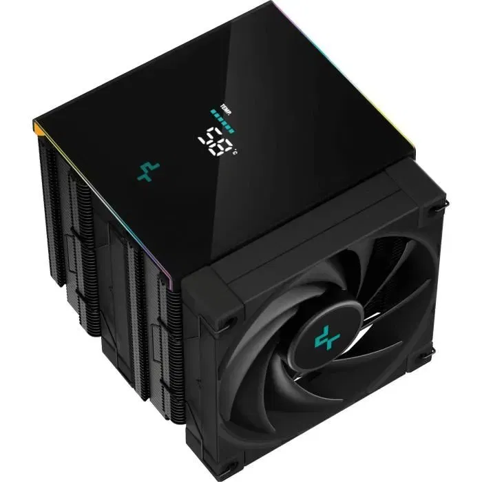 Deepcool AK620 Digital Noir Ventirad CPU avec écran numérique, 2 ventilateurs 120mm, 2 bandes LED A-RGB, Compatible Intel LGA1851/1700/1200/1151/1150/1155 et AMD AM5/AM4