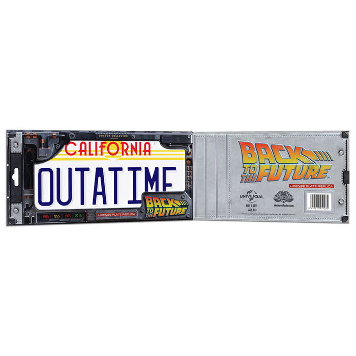 DOCTOR COLLECTOR Réplique plaque d'immatriculation DeLorean Outatime Retour vers le futur