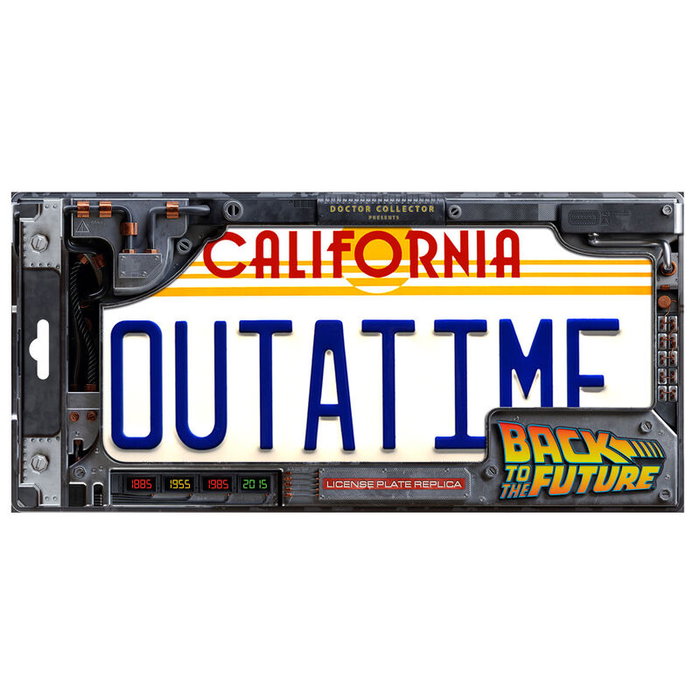 DOCTOR COLLECTOR Réplique plaque d'immatriculation DeLorean Outatime Retour vers le futur