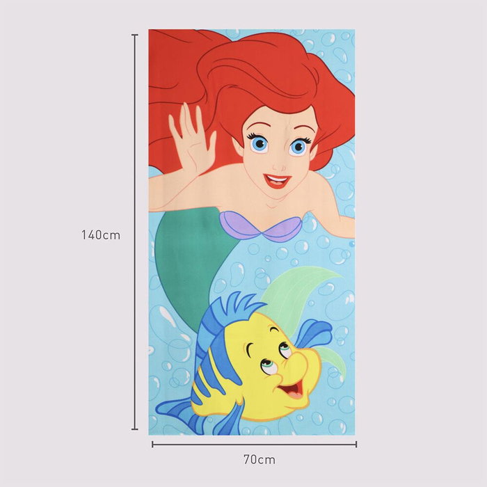 CERDÁ Toalla microfibre Ariel La Petite Sirène Disney, 100% polyester 250 gsm, 70x140 cm