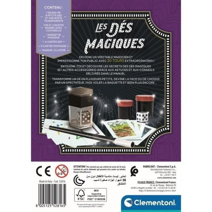 Clementoni Coffret des dés magiques - 20 tours de magie facile - Jeu pour enfant à partir de 7 ans