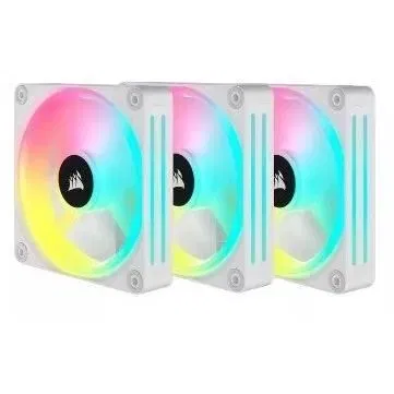 Corsair Kit de Démarrage Ventilateurs PC iCUE LINK QX120 RGB WHITE - 3 Ventilateurs 120mm PWM, RGB, Hub System iCUE LINK - QX RGB Series