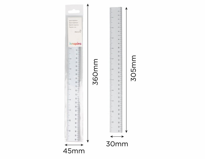 Innspiro Lot de 2 règles magnétiques 30 cm