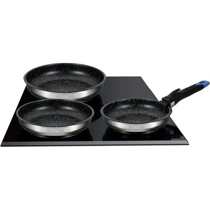 Arthur Martin Set de 3 poêles en acier inoxydable, Ø 20-24-26 cm