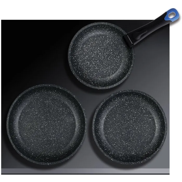Arthur Martin Set de 3 poêles en acier inoxydable, Ø 20-24-26 cm