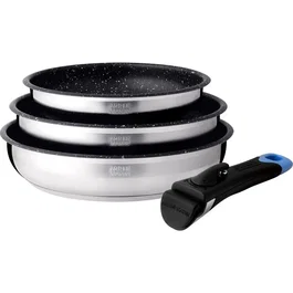 Arthur Martin Set de 3 poêles en acier inoxydable, Ø 20-24-26 cm