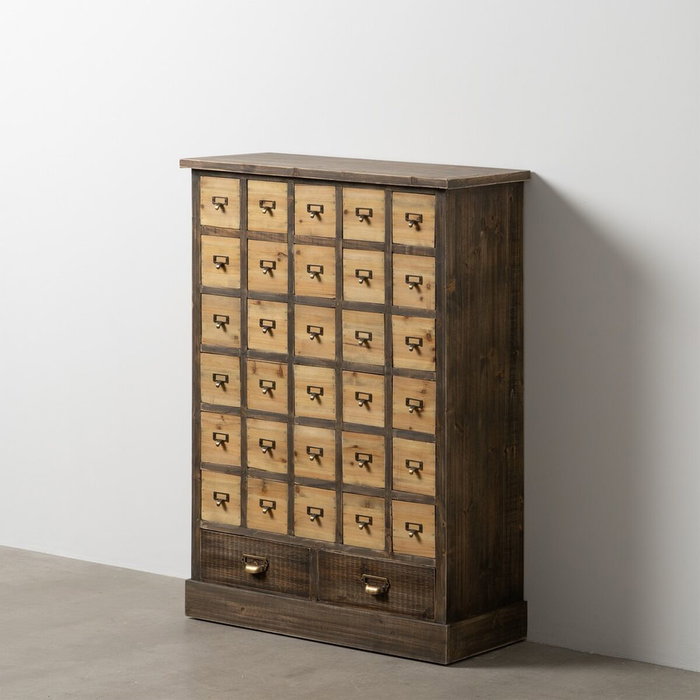 BigBuy Home Caisson à Tiroirs Beige Gris Bois d'épicéa et MDF