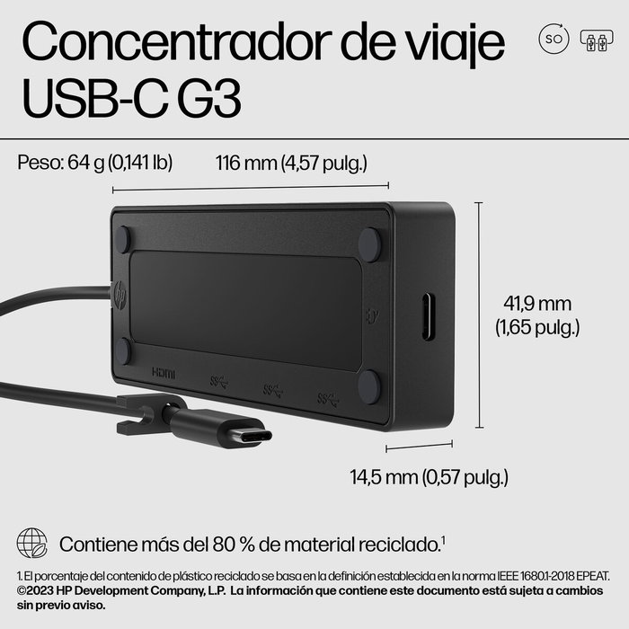 Hub USB HP 86S97UT Noir