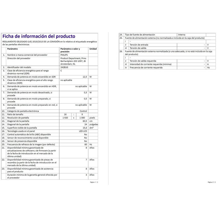 Écran Philips 242B1G/00 23,8" Full HD LCD