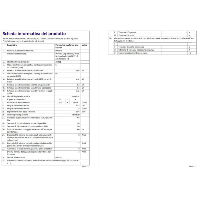 Écran Philips 242B1G/00 23,8" Full HD LCD