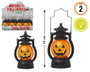 Lot de 2 lanternes citrouille 16x7,5 cm avec lumière pour décoration d'Halloween