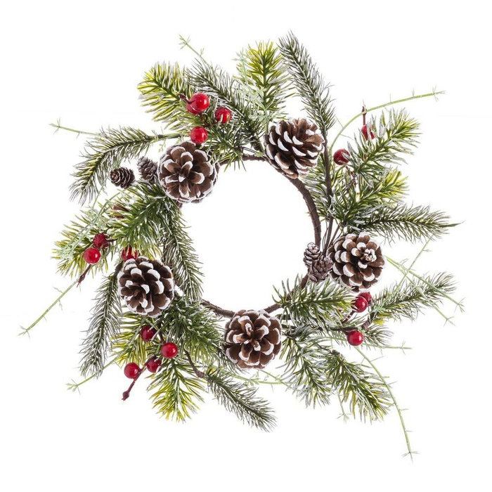 Couronne de Noël Rouge Vert Blanc/Vert Plastique Ananas 30 x 30 cm Couronne de Noël Rouge Vert Blanc/Vert Plastique Ananas 30 x 30 cm