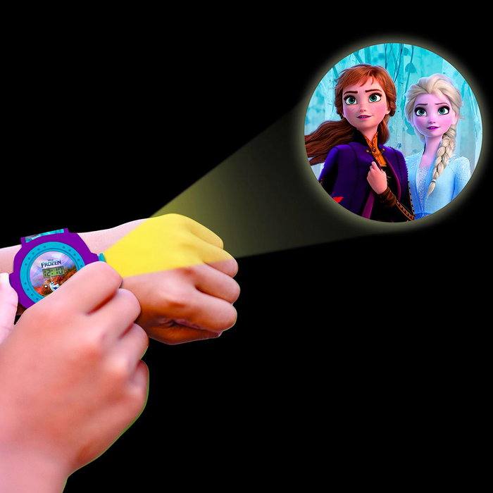 LEXIBOOK Montre-bracelet numérique projetante pour enfants Frozen (Disney) - avec 20 images (Elsa, Anna, Olaf), bracelet ajustable