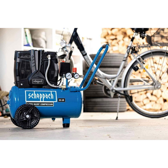 Scheppach HC25Si Compresseur d'air silencieux horizontal 24 L 1100 W Scheppach HC25Si Compresseur d'air silencieux horizontal 24 L 1100 W