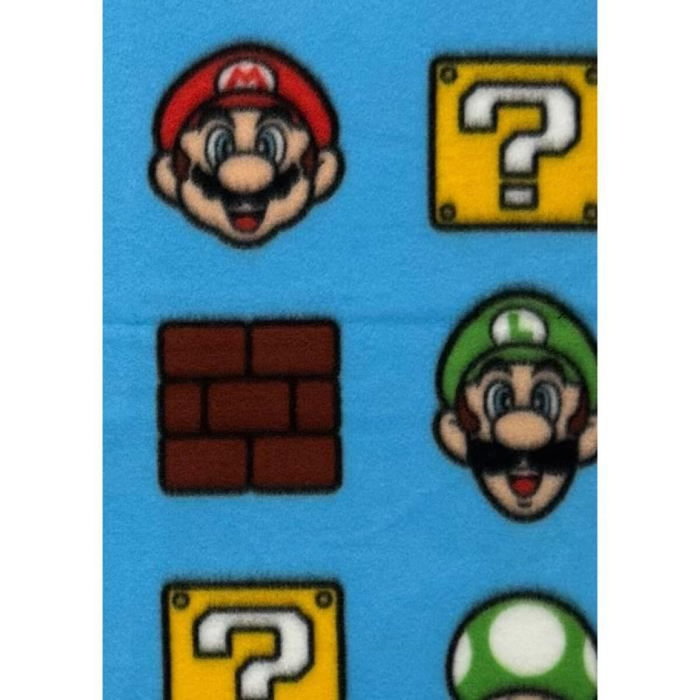 Mario Bros Plaid Polaire Multicolore Carreaux Écossais 100 x 140 cm