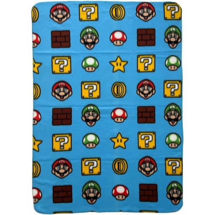 Mario Bros Plaid Polaire Multicolore Carreaux Écossais 100 x 140 cm