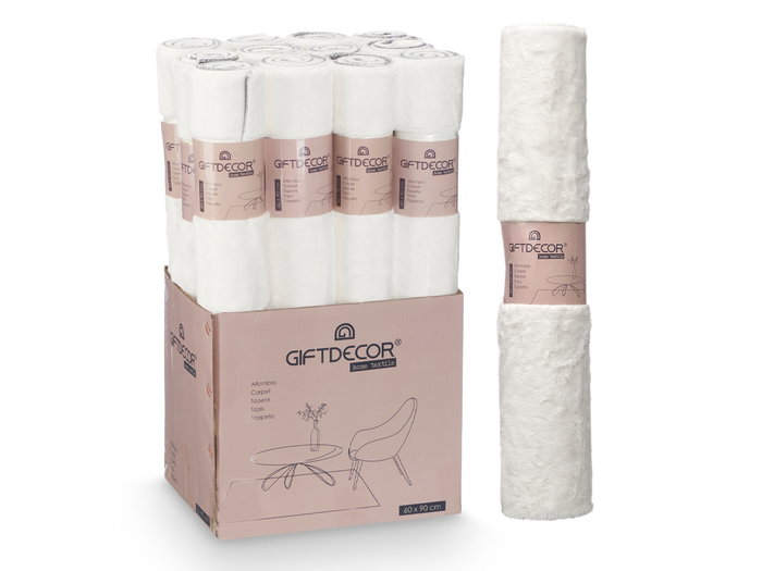 Giftdecor Tapis Soft Crème 60 x 90 cm en Feutre Polyester Blanc (Set de 12)