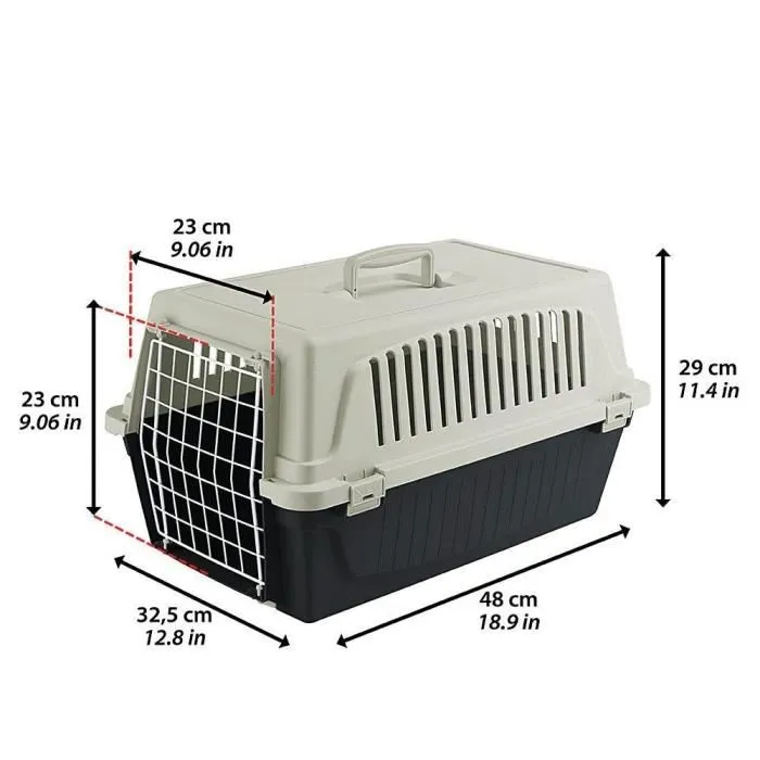 Ferplast Panier de transport Atlas 10EL pour chats et petits chiens - Plastique robuste avec porte métallique et poignée