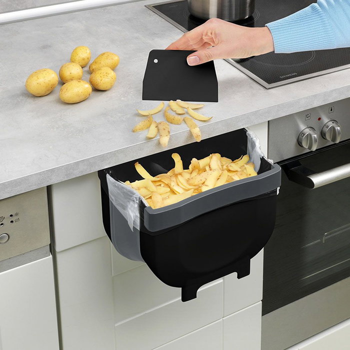 Wenko Cubo de basura plegable pour porte de placard 5 L Noir 25,5x18x18 cm