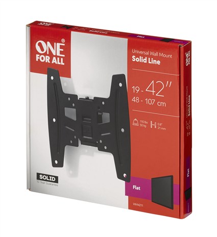 One For All WM4211 Support mural TV plat et fixe pour écrans 19 à 42 pouces, compatible VESA 75x75/100x100/200x100/200x200