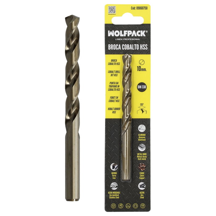 WOLFPACK LINEA PROFESIONAL Broca en cobalt HSS cylindrique 10,0 mm WOLFPACK LINEA PROFESIONAL Broca en cobalt HSS cylindrique 10,0 mm