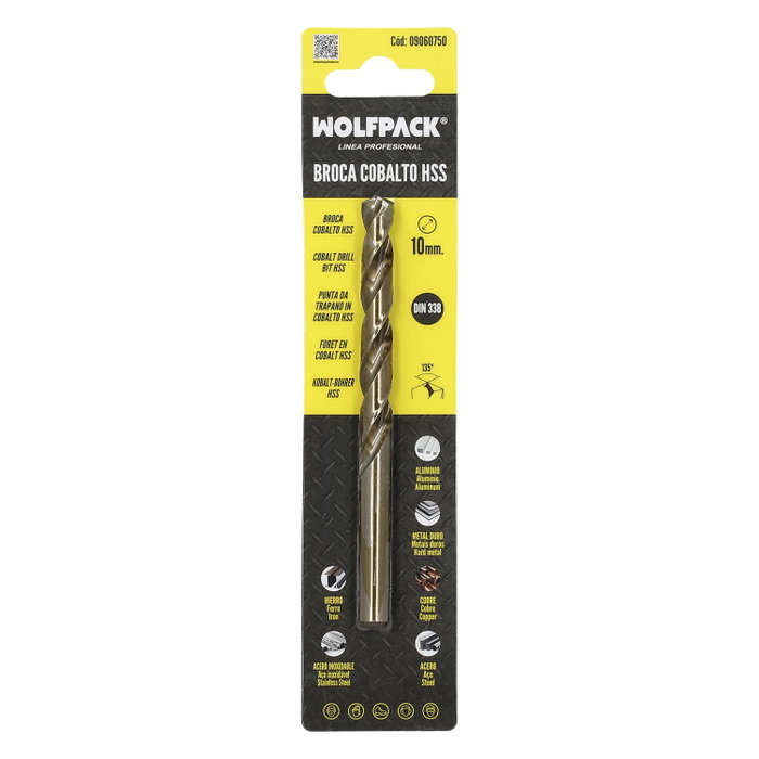 WOLFPACK LINEA PROFESIONAL Broca en cobalt HSS cylindrique 10,0 mm WOLFPACK LINEA PROFESIONAL Broca en cobalt HSS cylindrique 10,0 mm