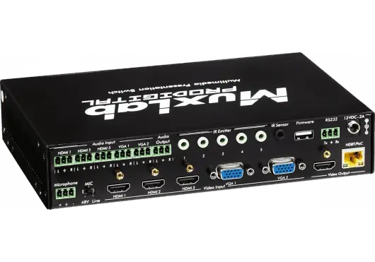 MUXLAB Selecteur Présentation HDBaseT HDMI VGA 5x1 - 3 entrées HDMI, 2 VGA, sortie HDBaseT 70m