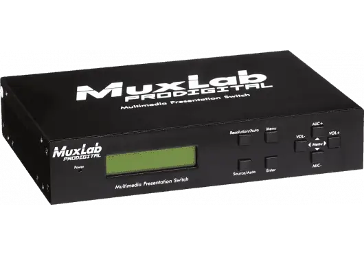 MUXLAB Selecteur Présentation HDBaseT HDMI VGA 5x1 - 3 entrées HDMI, 2 VGA, sortie HDBaseT 70m
