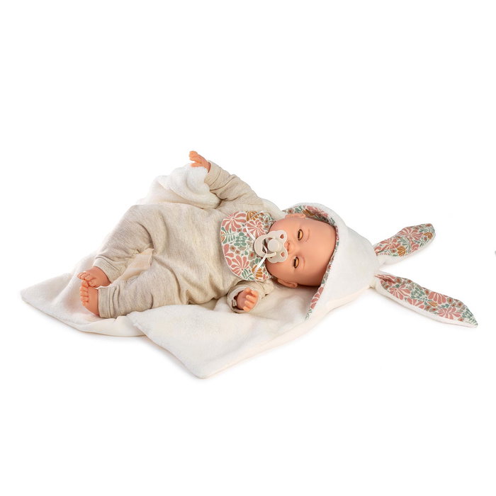 Muñecas Antonio Juan - Bimba Orejitas 14366, Poupée interactive qui pleure et ferme les yeux, 37 cm, Version multilingue (Anglais, Français, Allemand, Italien, Portugais, Espagnol)
