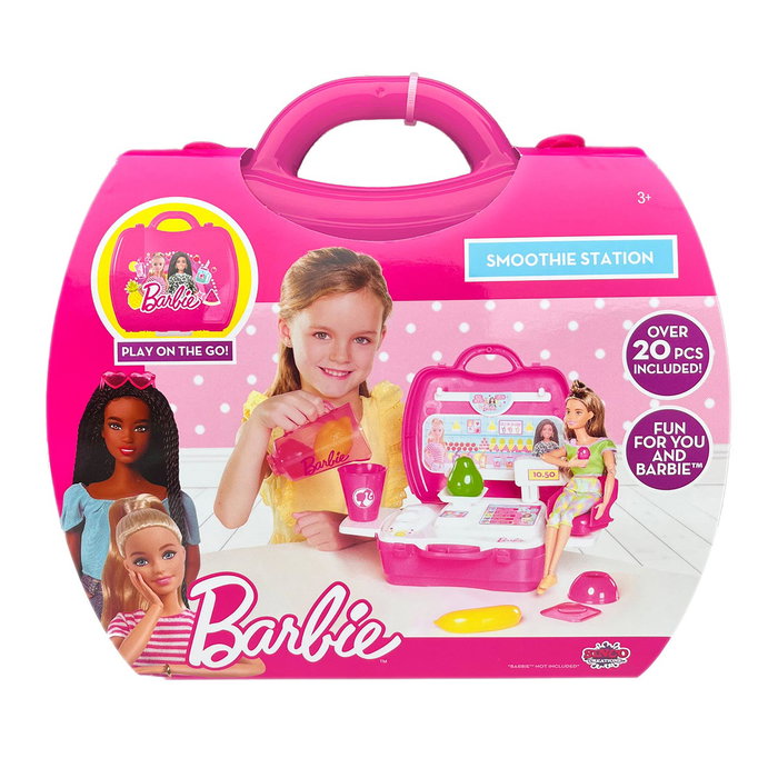 CEFA Barbie Maletín Smoothie Zumos y Batidos - Plus de 20 accessoires - Jeu éducatif multilingue dès 3 ans