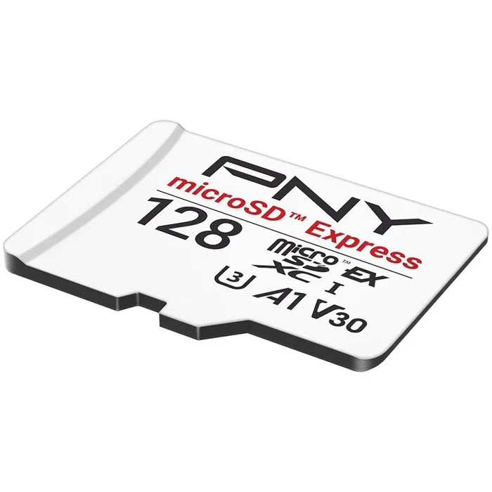 PNY Carte mémoire microSDXC Express 128 Go - microSD Express - Vitesse jusqu'à 890 Mo/s en lecture - UHS-I U3 V30 A1