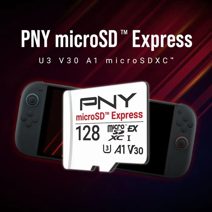 PNY Carte mémoire microSDXC Express 128 Go - microSD Express - Vitesse jusqu'à 890 Mo/s en lecture - UHS-I U3 V30 A1