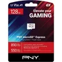 PNY Carte mémoire microSDXC Express 128 Go - microSD Express - Vitesse jusqu'à 890 Mo/s en lecture - UHS-I U3 V30 A1