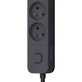 Quarx - Multiprise avec 4 prises et 3 ports USB (2.4A), câble 1.5 m, design blanc et gris, sécurisée pour intérieur