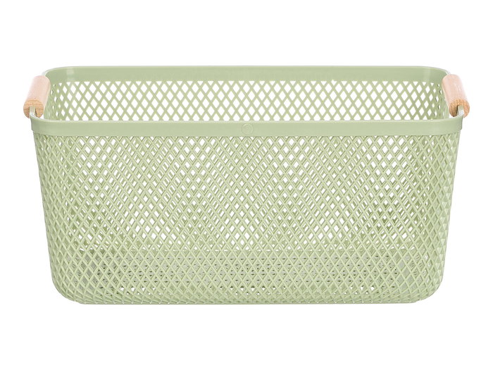 KIPIT Panier en plastique avec anses en bambou Vert-Bambou