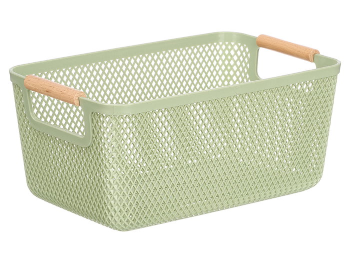 KIPIT Panier en plastique avec anses en bambou Vert-Bambou