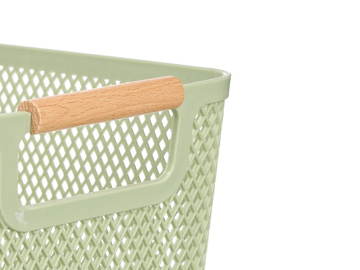 KIPIT Panier en plastique avec anses en bambou Vert-Bambou
