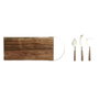 DKD Home Decor Planche à découper Doré Naturel Acier inoxydable Acacia 46,5 x 17,7 x 2 cm (4 Pièces)