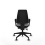 Chaise Elche Asynchrone Cuir écologique Gris clair Base pyramidale noire Accoudoirs fixes Sans appui-tête Roulettes 65mm pour moquette