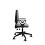 Chaise Elche Asynchrone Cuir écologique Gris clair Base pyramidale noire Accoudoirs fixes Sans appui-tête Roulettes 65mm pour moquette