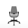 Chaise Elche Asynchrone Cuir écologique Gris clair Base pyramidale noire Accoudoirs fixes Sans appui-tête Roulettes 65mm pour moquette