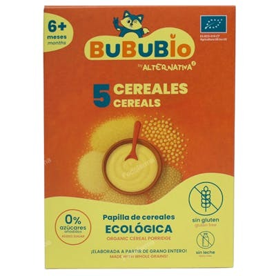 BUBUBIO Papilla 5 Céréales Sans Gluten Bio 200g