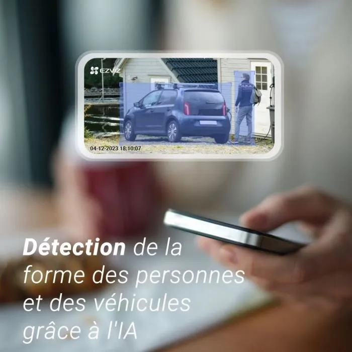 EZVIZ EB3 4G Caméra Extérieure Motorisée à Batterie avec Détection IA, Vision Nocturne Couleur et Sirène Intégrée