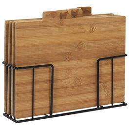 Cook Concept Ensemble de 4 planches à découper en bambou avec support