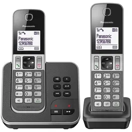 Panasonic KX-TGD322FRG Téléphone sans fil avec répondeur numérique, base et 2 combinés, mains libres et identification de l'appelant