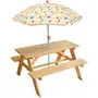 Fun House Table pique-nique pour enfants Fruity's en pin avec bancs et parasol assorti - 53x95x75 cm, orange