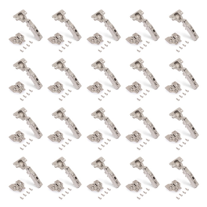 Emuca Lot de 20 charnières droites X91N avec embases à visser, Hauteur 0, Acier, Nickelé Emuca Lot de 20 charnières droites X91N avec embases à visser, Hauteur 0, Acier, Nickelé